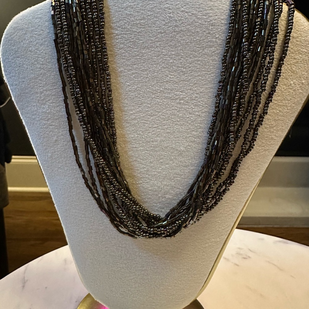 Premier Designs | Black and Blue Toned Multi-Strand Beaded Necklace